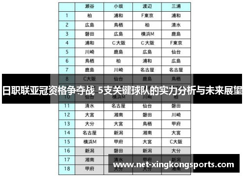 日职联亚冠资格争夺战 5支关键球队的实力分析与未来展望